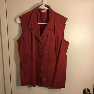 Dark Pink Sleeveless Button Down by Van Heusen